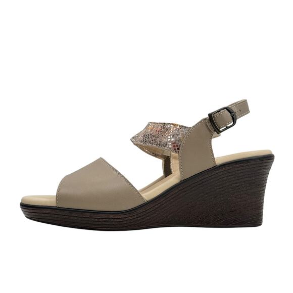SAS Heather Sandal Quarter Strap Snake SZ 8 Womens Tuape Gray Wedge Comfort Shoe - Picture 4 of 11